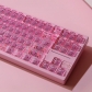 104+10 PC Crystal Pink White Legends Semitransparent Backlit Cool Keycaps Set Screen Printing for Cherry MX Mechanical Keyboard